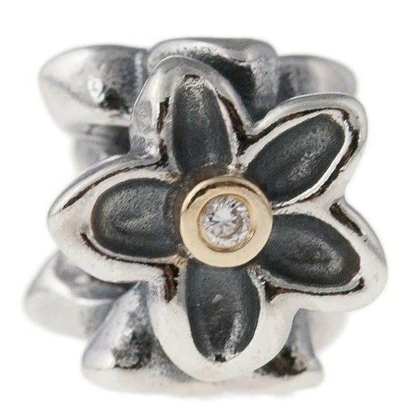 REDUCED Pandora Retired Sterling Silver/14K Gold He Loves Me Diamond Bead -